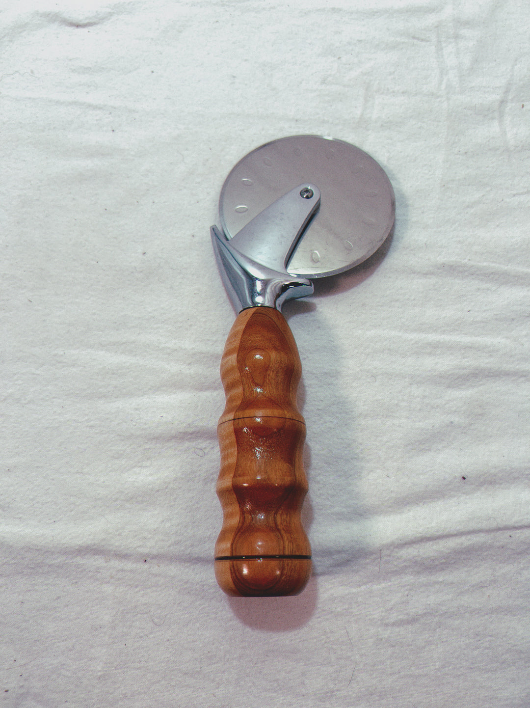 Pizza Cutter Multiple Hardwoods Handle with Stainless Steel Rotary Blade 9984