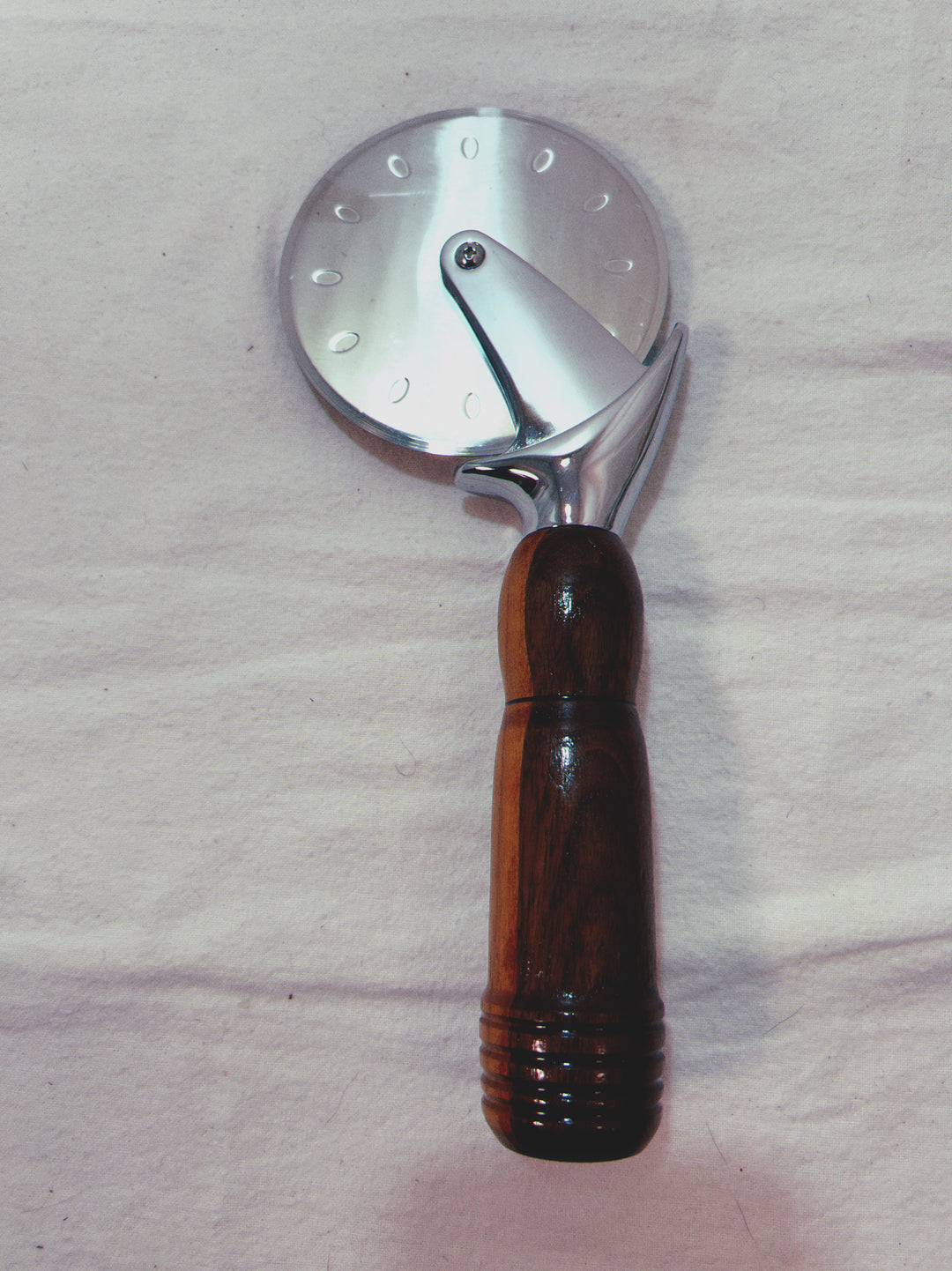 Pizza Cutter Multiple Hardwoods Handle with Stainless Steel Rotary Blade 9994