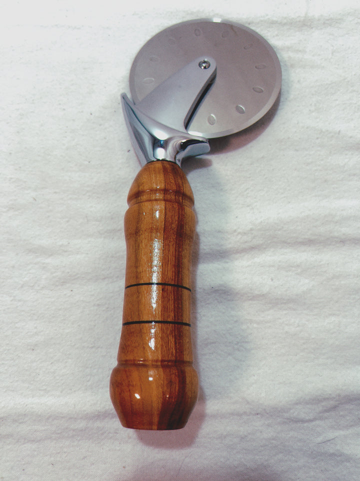 Pizza Cutter Multiple Hardwoods Handle with Stainless Steel Rotary Blade 9101