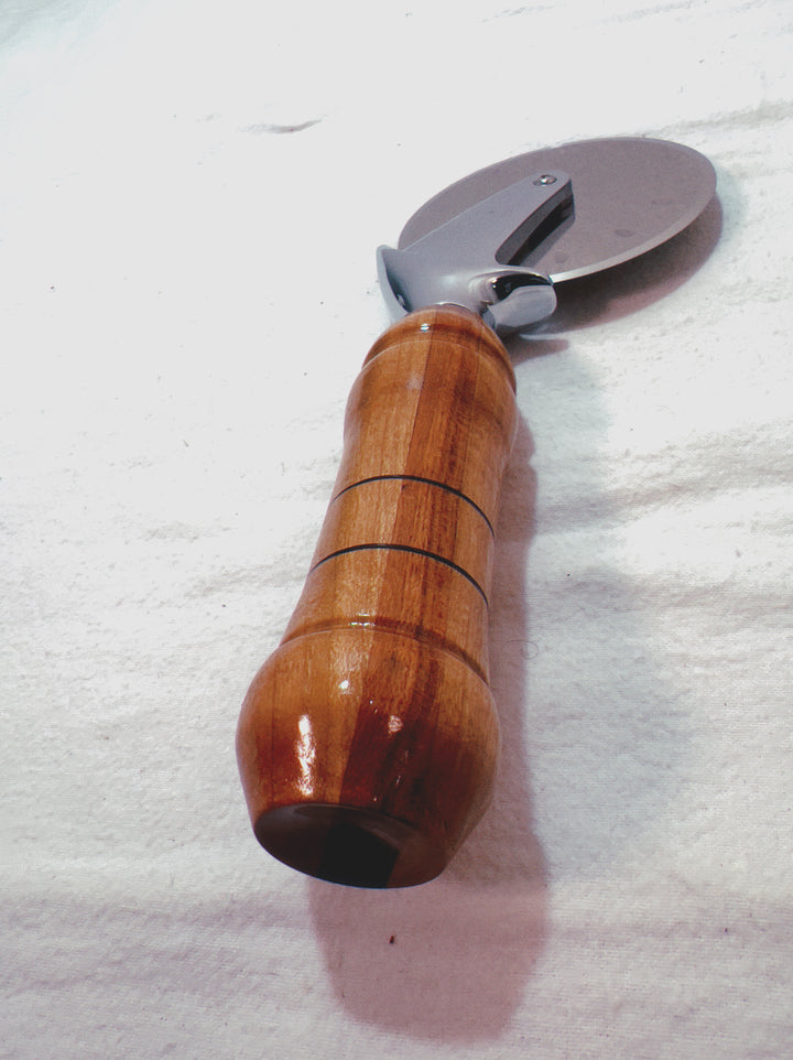 Pizza Cutter Multiple Hardwoods Handle with Stainless Steel Rotary Blade 9101