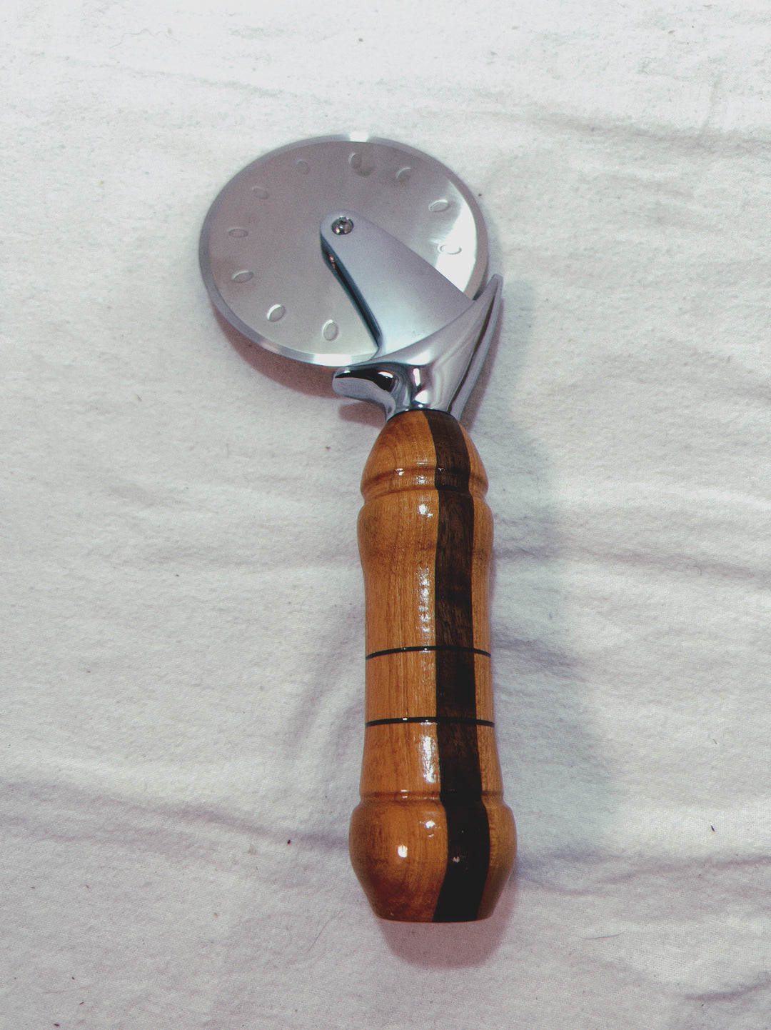 Pizza Cutter Multiple Hardwoods Handle with Stainless Steel Rotary Blade 9101