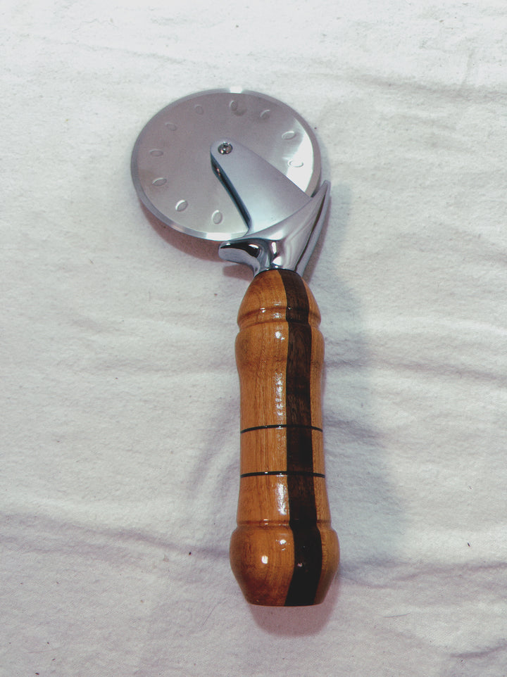 Pizza Cutter Multiple Hardwoods Handle with Stainless Steel Rotary Blade 9101