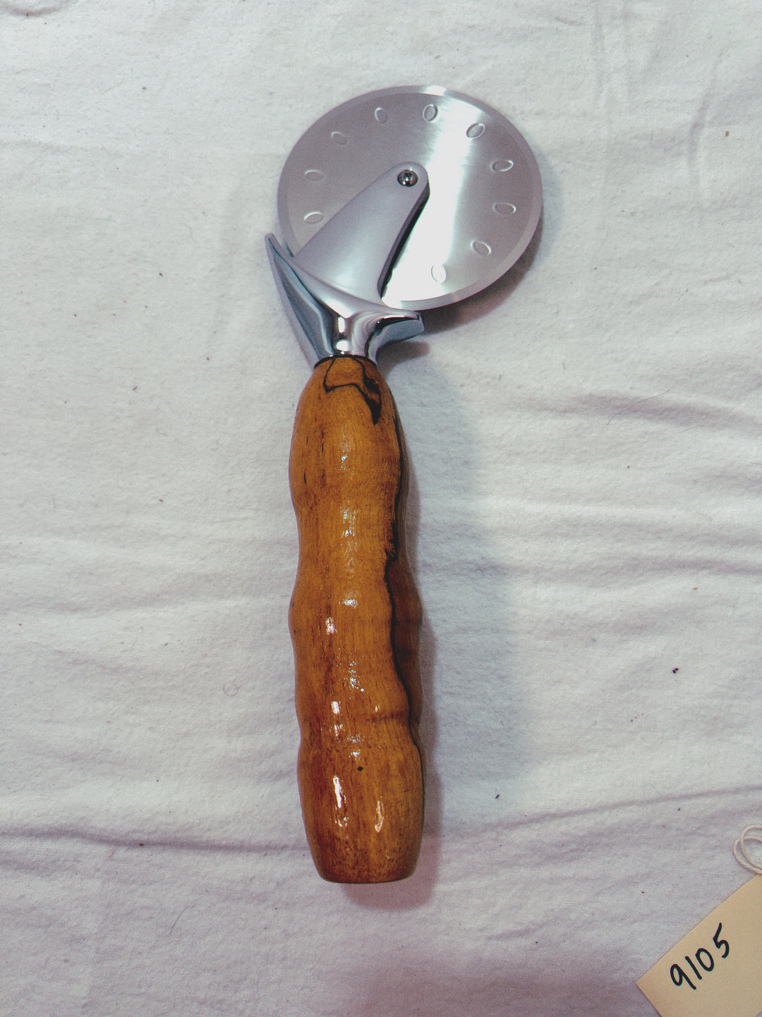 Pizza Cutter Spalted Pecan Hardwood Handle with Stainless Steel Rotary Blade 9105