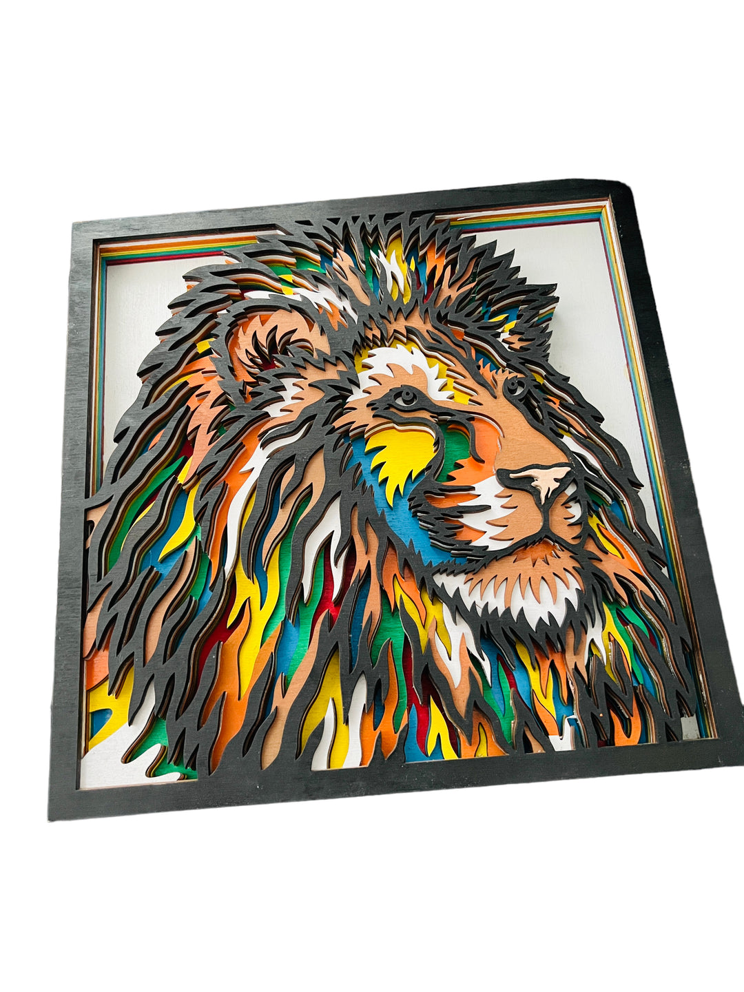 Wall Decoration Lion Colorful Layer Wood Art 3D Art Multi-Layer Wood Art