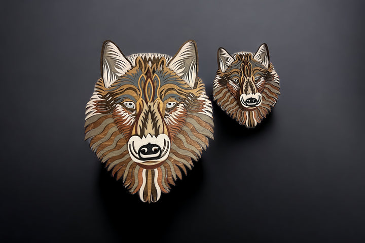 Wall Decoration Wolf Mandala 3D Art Multilayer Wood 2435