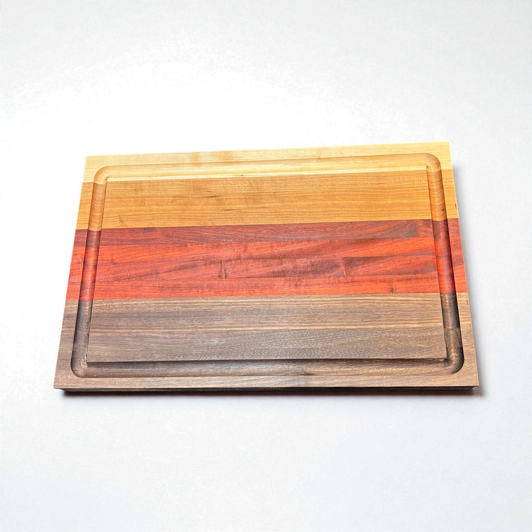 Edge Grain Maple, Cherry, Padauk, and Walnut Cutting Board