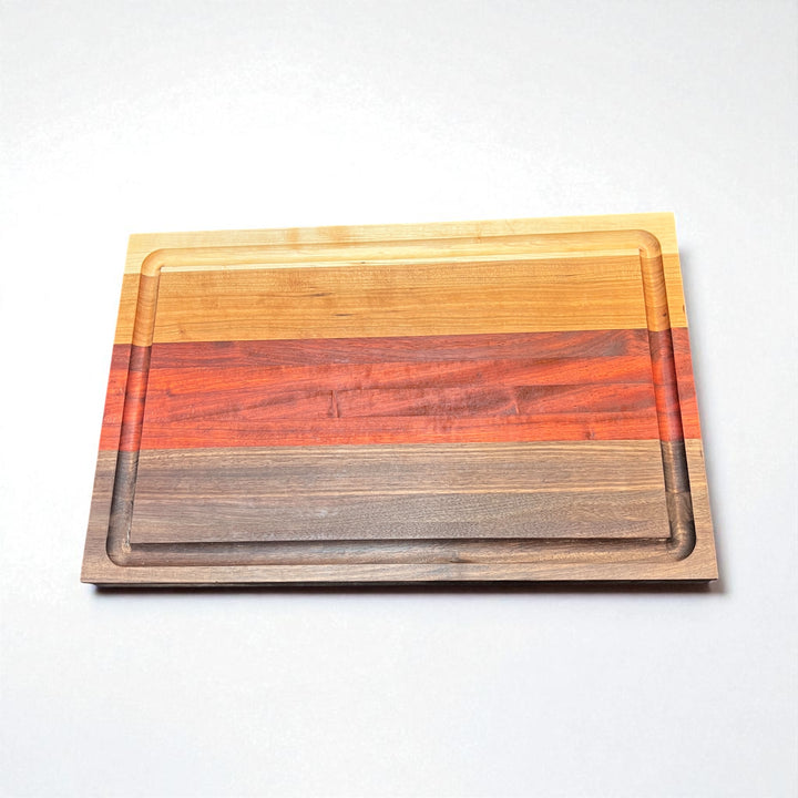 Edge Grain Maple, Cherry, Padauk, and Walnut Cutting Board