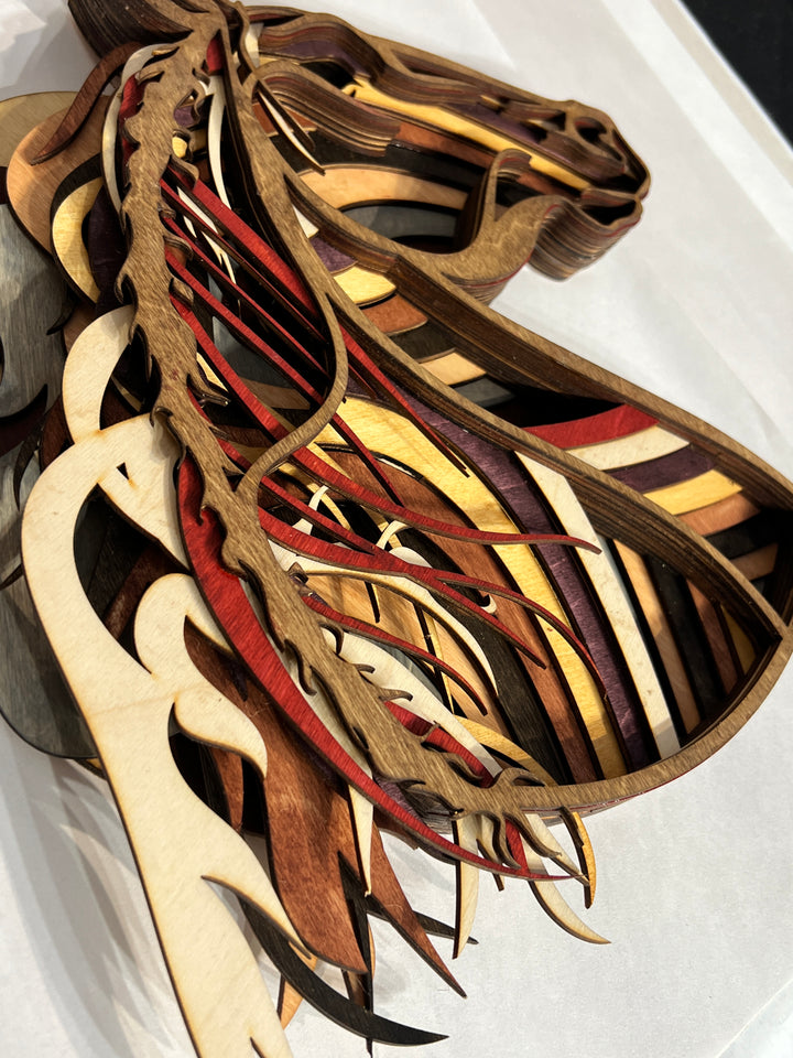 Wall Decoration Horse Stallion Layer Wood Art Mandala 3D Art Multilayer