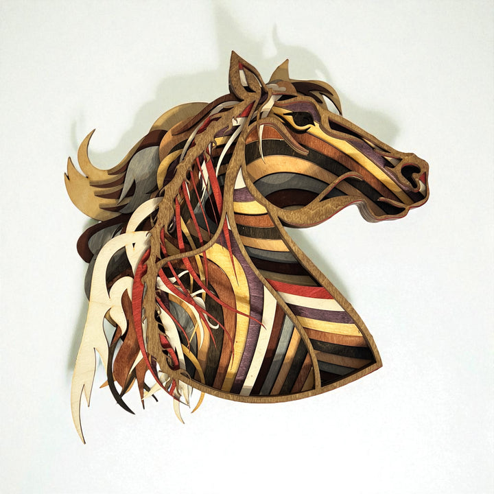 Wall Decoration Horse Stallion Layer Wood Art Mandala 3D Art Multilayer