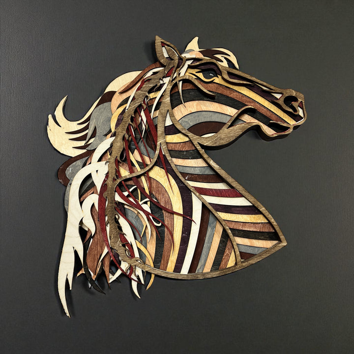 Wall Decoration Horse Stallion Layer Wood Art Mandala 3D Art Multilayer