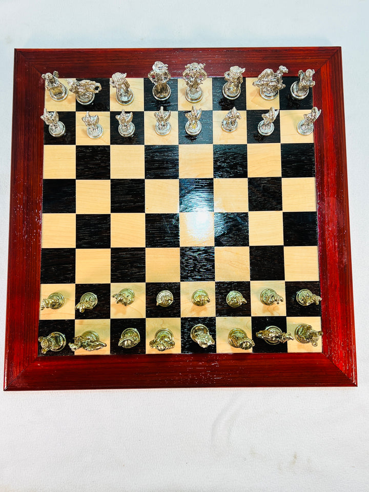 Chess Set Handmade Spanish themed Multi Exotic Woods w/ Chessmen Included