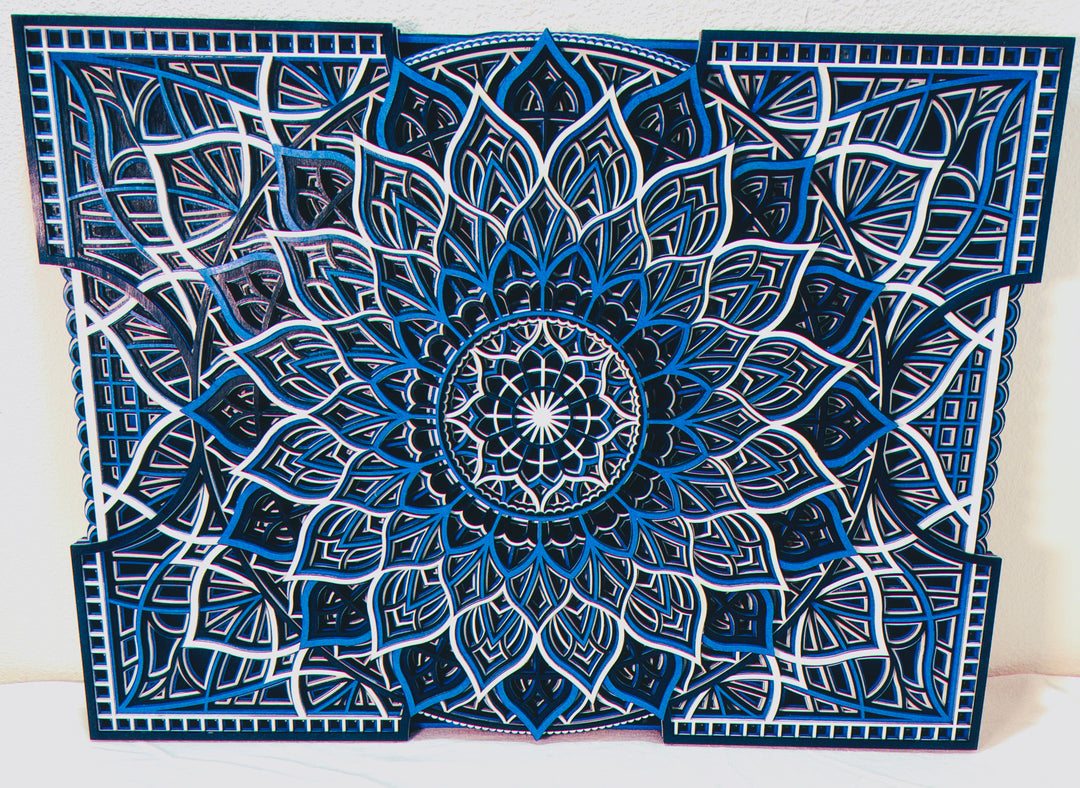 Wall Decoration Traditional Rectangle Layer Wood Art Mandala 3D Art Multi-Layer
