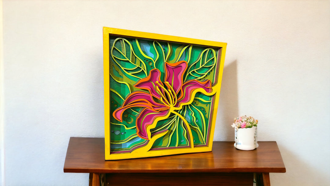 Wall Decoration Flower Exotic Tropical Layer Wood Art Mandala 3D Art Multilayer Art