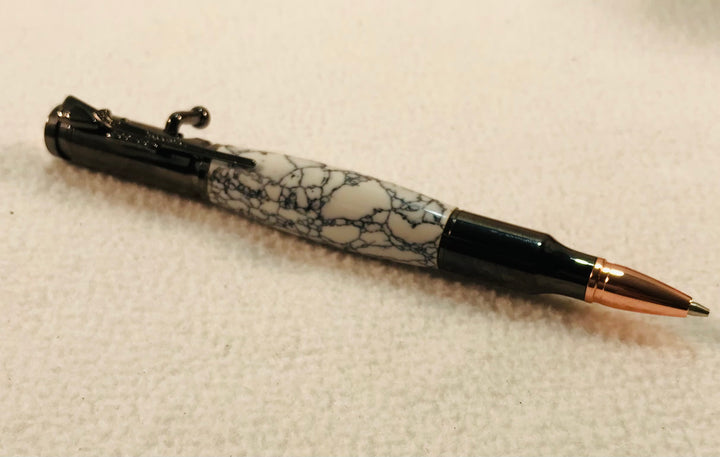 Pencil black and white acrylic rock Pencil with silver and rose gold metal Hardware 603