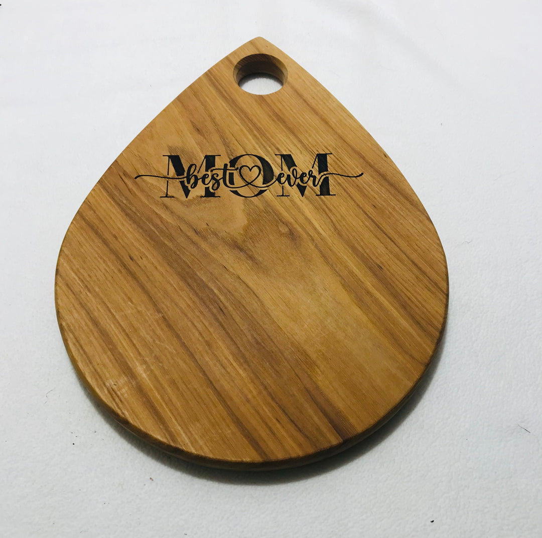 Charcuterie Board Face Grain Cherry “Mom” Engraved 3500 Clearance