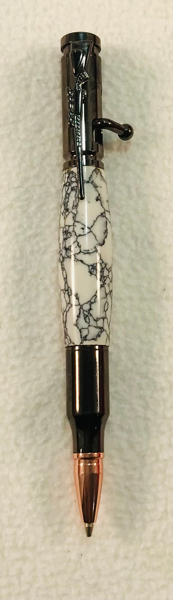 Pencil black and white acrylic rock Pencil with silver and rose gold metal Hardware 603