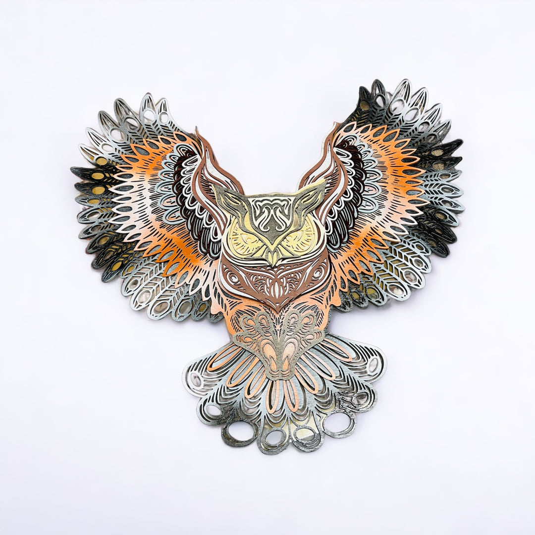 Wall Decoration Owl Flying Layer Wood Art Mandala 3D Art Multilayer Wood Art