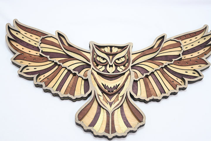 Wall Decoration Owl Flying 3D Art Multilayer Wood Art
