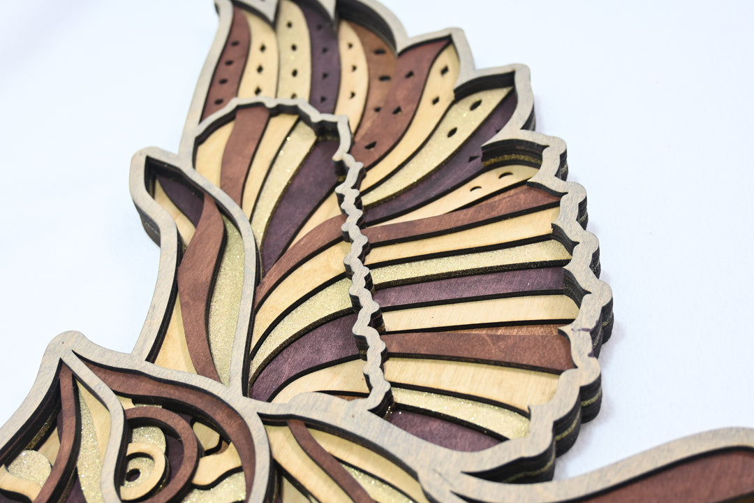 Wall Decoration Owl Flying 3D Art Multilayer Wood Art
