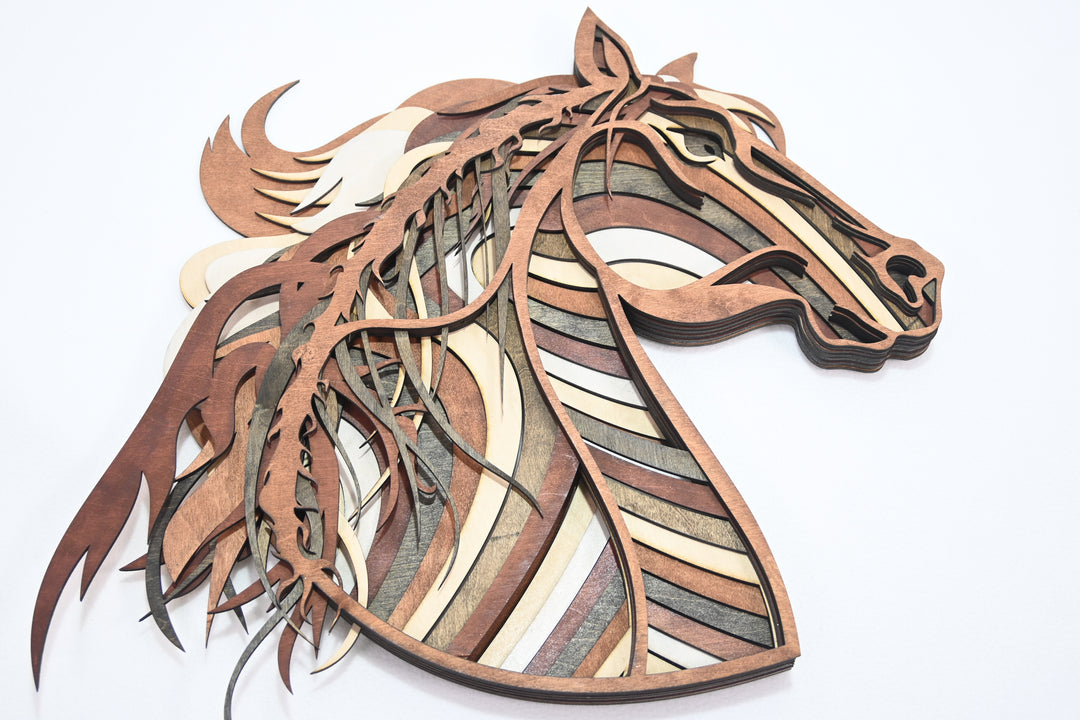 Wall Decoration Horse Stallion Layer Wood Art Mandala 3D Art Multilayer 1039