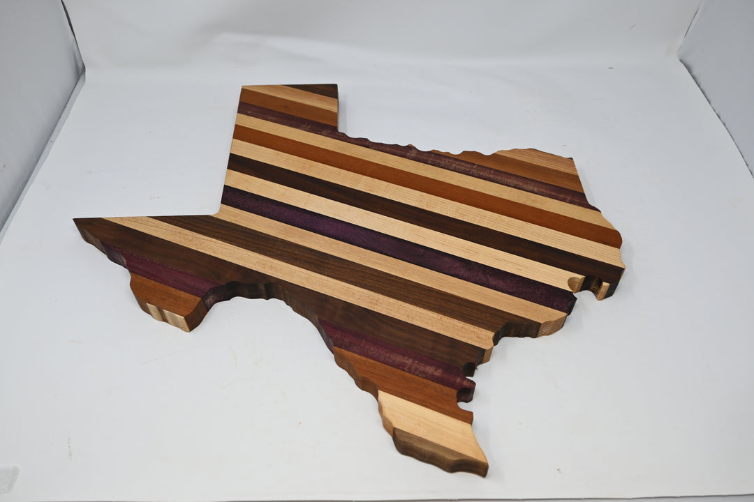 Cutting Board Stripe State of Texas Shaped Multi Exotic Hardwood Edge Grain Medium