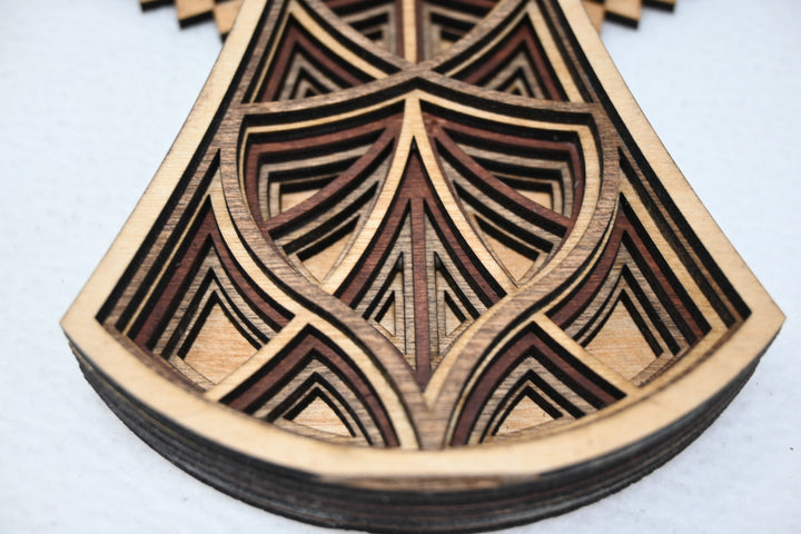 Wall Decoration Cross Wood Layer Art Mandala 3D Art Multilayer Religious Wood Art 19433