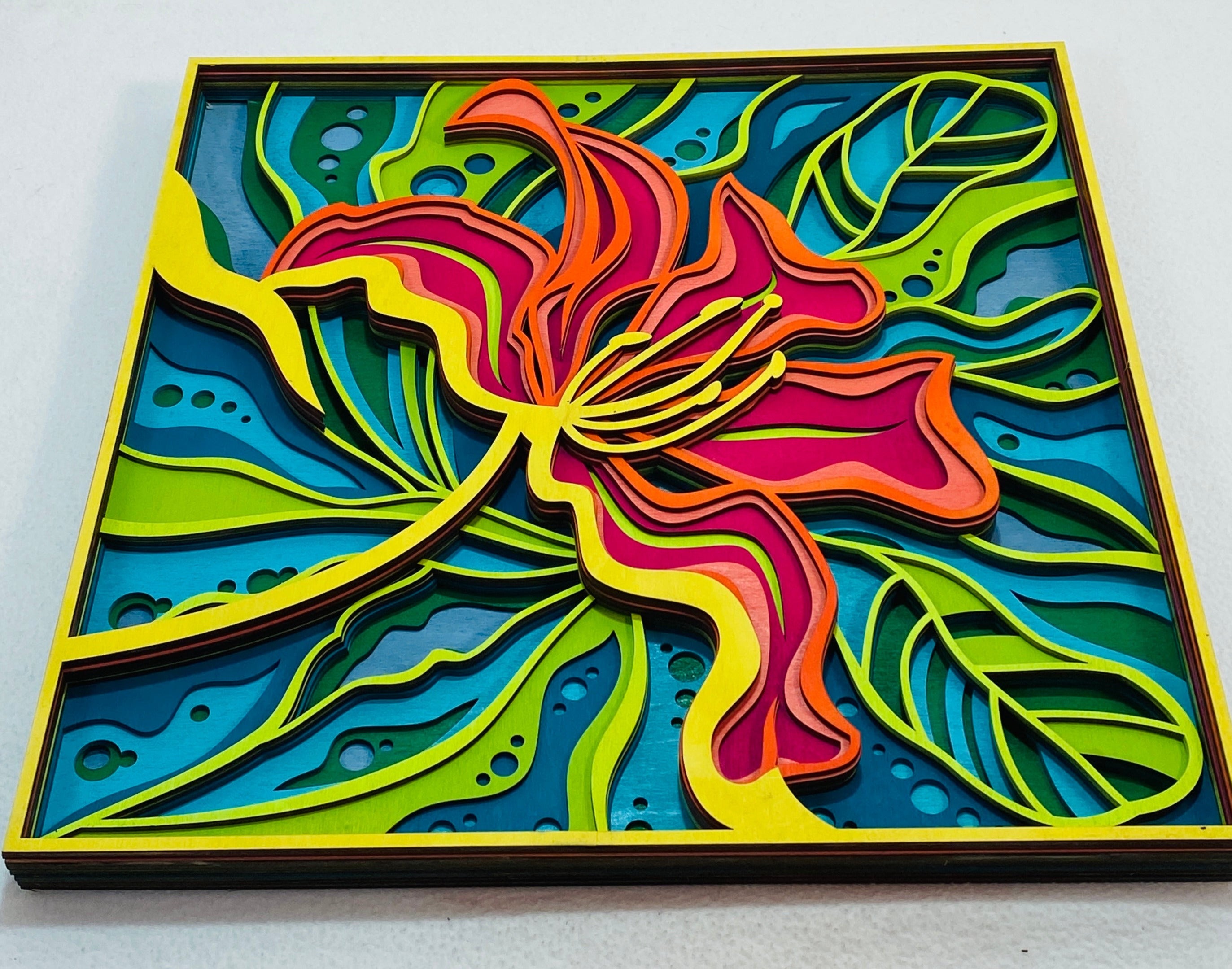 Wall Decoration Flower Exotic Tropical Layer Wood Art Mandala 3D Art Multilayer Art