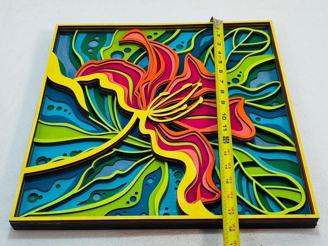 Wall Decoration Flower Exotic Tropical Layer Wood Art Mandala 3D Art Multilayer Art