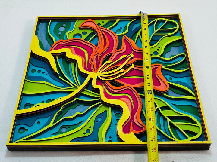 Wall Decoration Flower Exotic Tropical Layer Wood Art Mandala 3D Art 2436