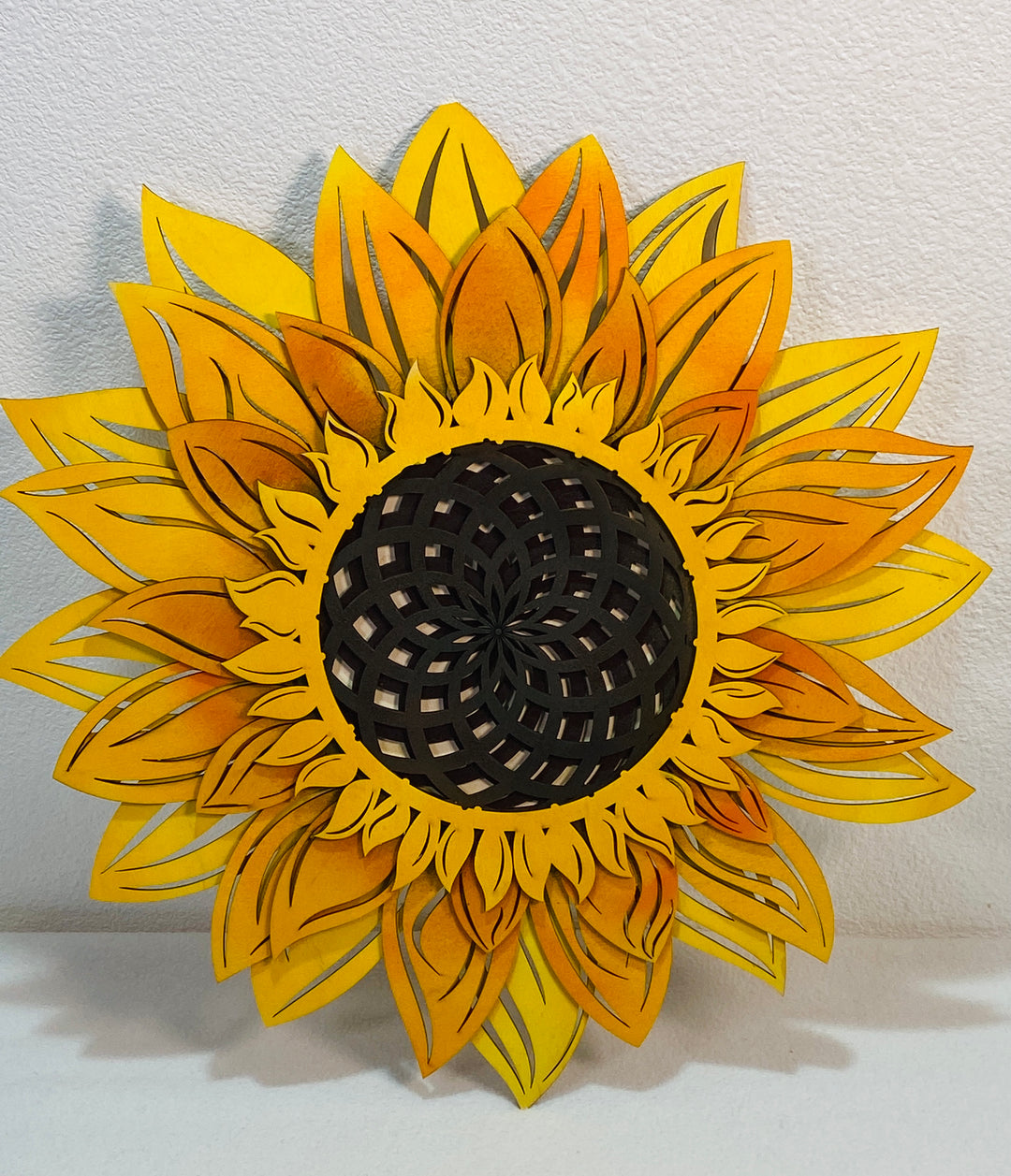 Wall Decoration Sunflower Layer Wood Art Mandala 3D Art Multilayer Art Home Decor
