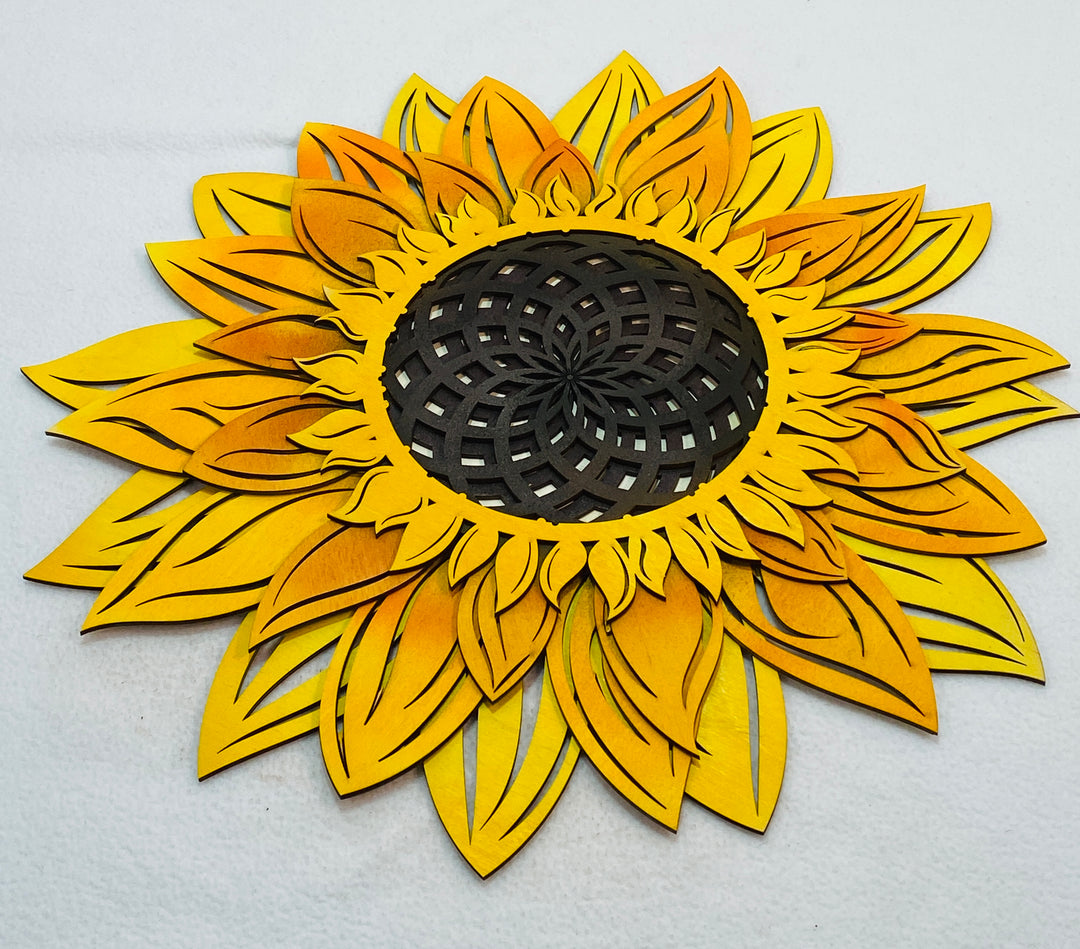 Wall Decoration Sunflower Layer Wood Art Mandala 3D Art Multilayer Art Home Decor