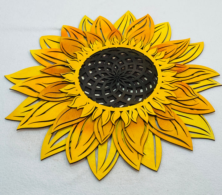 Wall Decoration Sunflower Layer Wood Art Mandala 3D Art Multilayer Art Home Decor