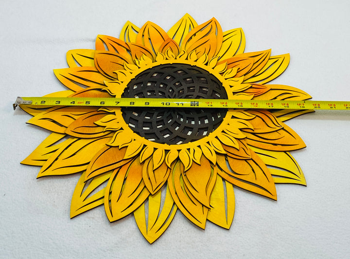 Wall Decoration Sunflower Layer Wood Art Mandala 3D Art Multilayer Art Home Decor