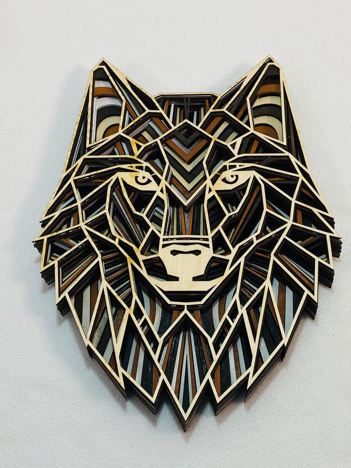 Wall Decoration Wolf Wood Layer Art Mandala 3D Multilayer Art 2437