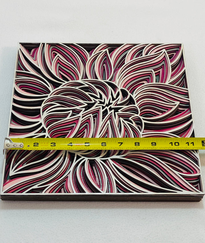 Wall Decoration Peony Flower Burst Wood Layer Art Mandala 3D Art Multilayer Art