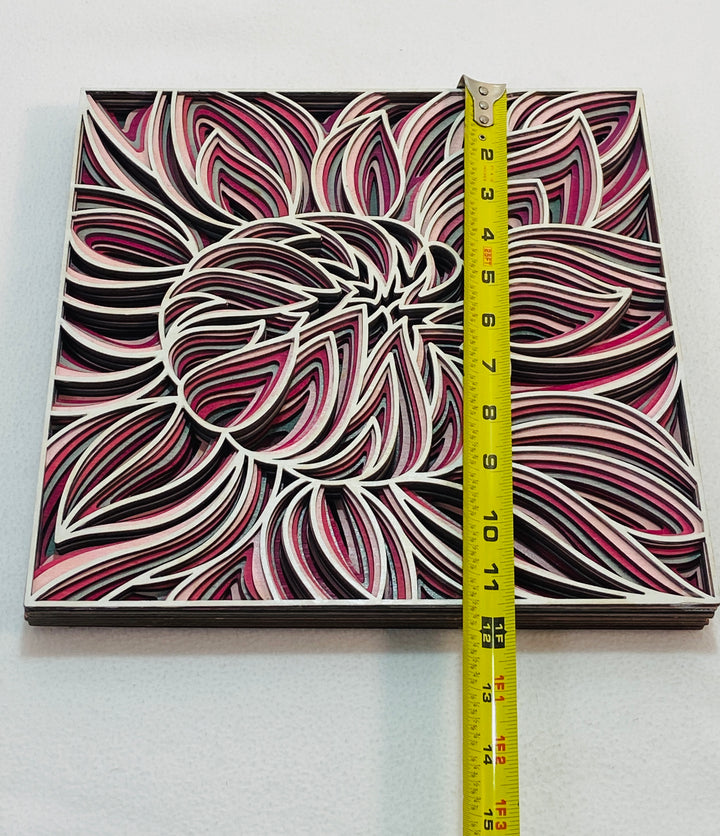 Wall Decoration Peony Flower Burst Wood Layer Art Mandala 3D Art Multilayer Art
