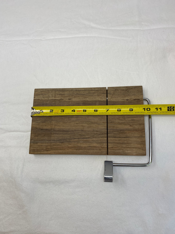 Cheese Slicer Spalted Pecan 10 inch x 8 inch x 1 inch Face Grain Chrome Handle Cheeseboard