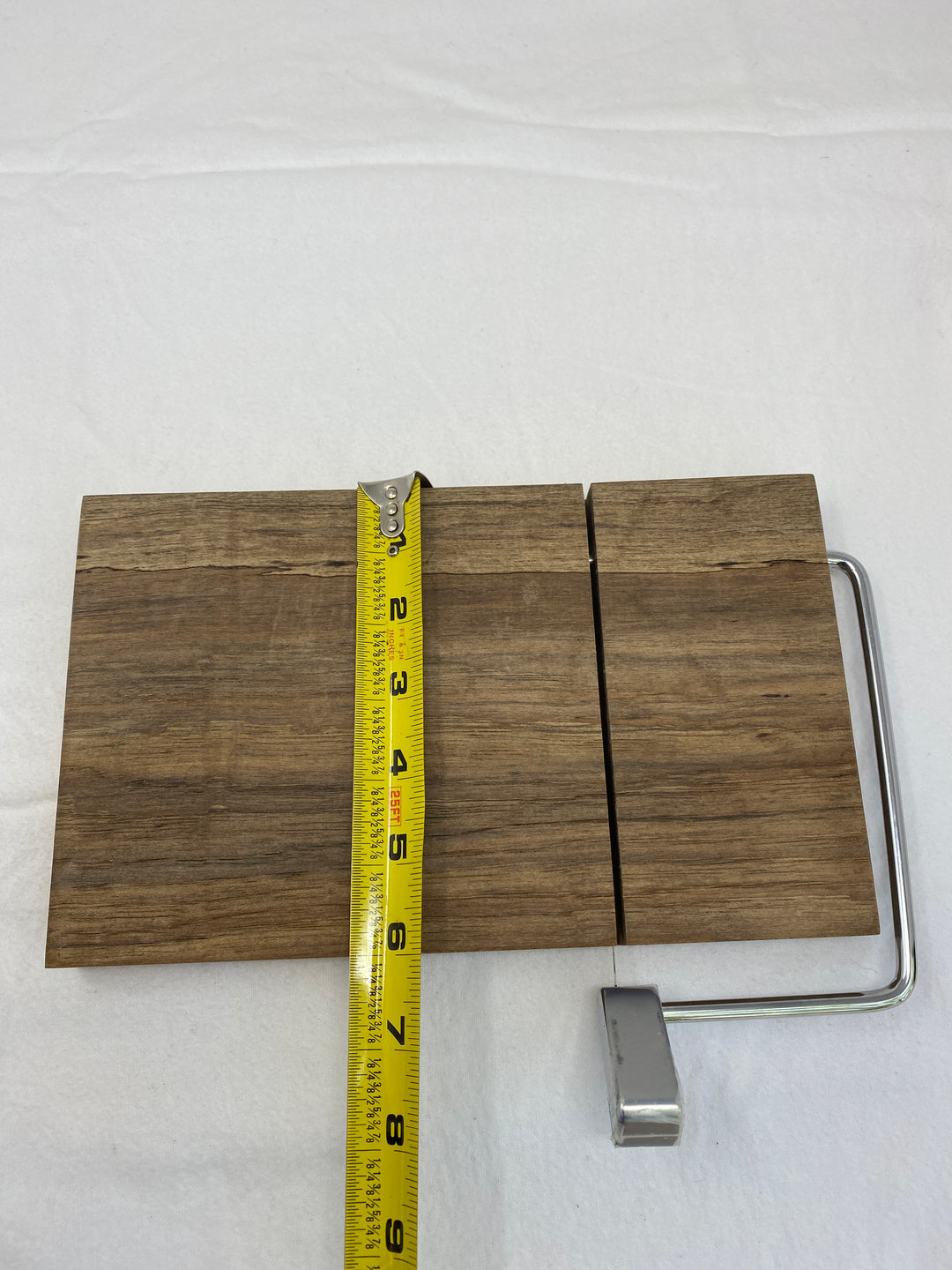 Cheese Slicer Spalted Pecan 10 inch x 8 inch x 1 inch Face Grain Chrome Handle Cheeseboard