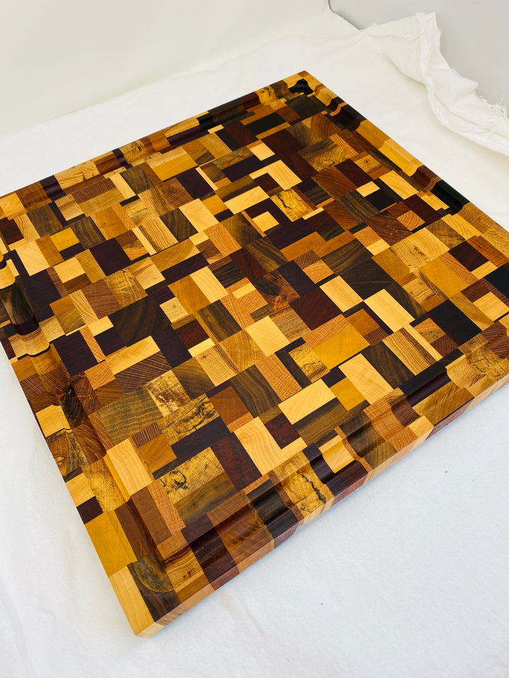 Cutting Board Chaotic Butchers Block Thick End Grain with Juice groove Large