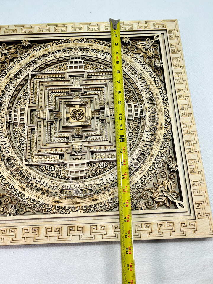 Wall Decoration Kalachakra  Wheel of Time Wood 3D Multi Layer Wood Mandala Art 2374