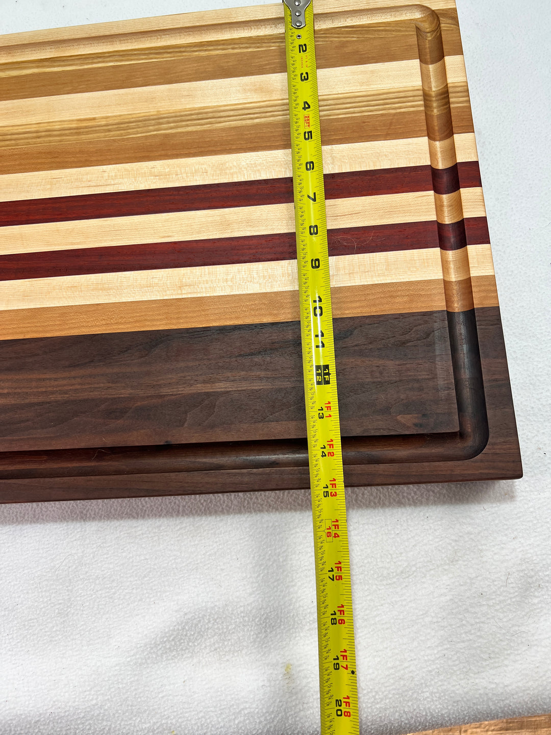 Cutting Board Stripe Multi Exotic Wood with Juice Groove Butcher Block Edge Grain Large 0117232