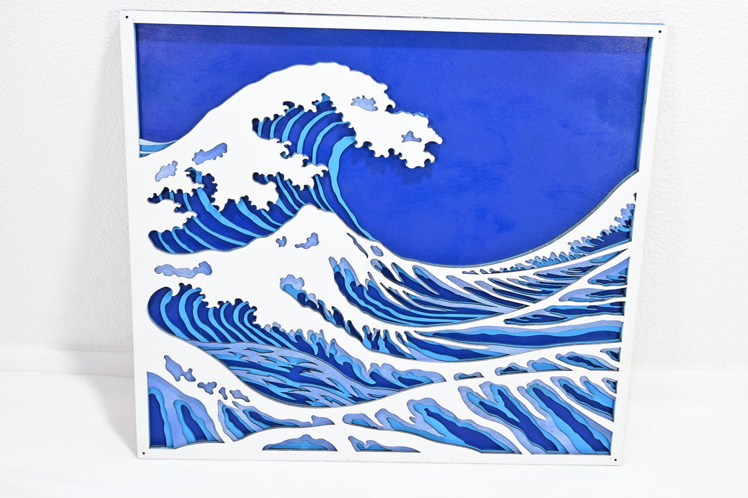 Wall Decoration Great Wave Ocean 3D Art Multilayer Wood 2366