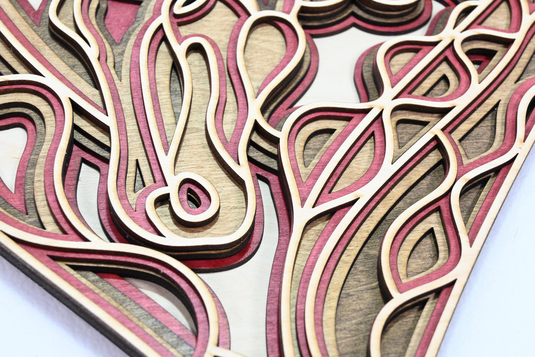Wall Decoration Heart Horse Mandala 3D Art Multilayer Wood Love Art 1007