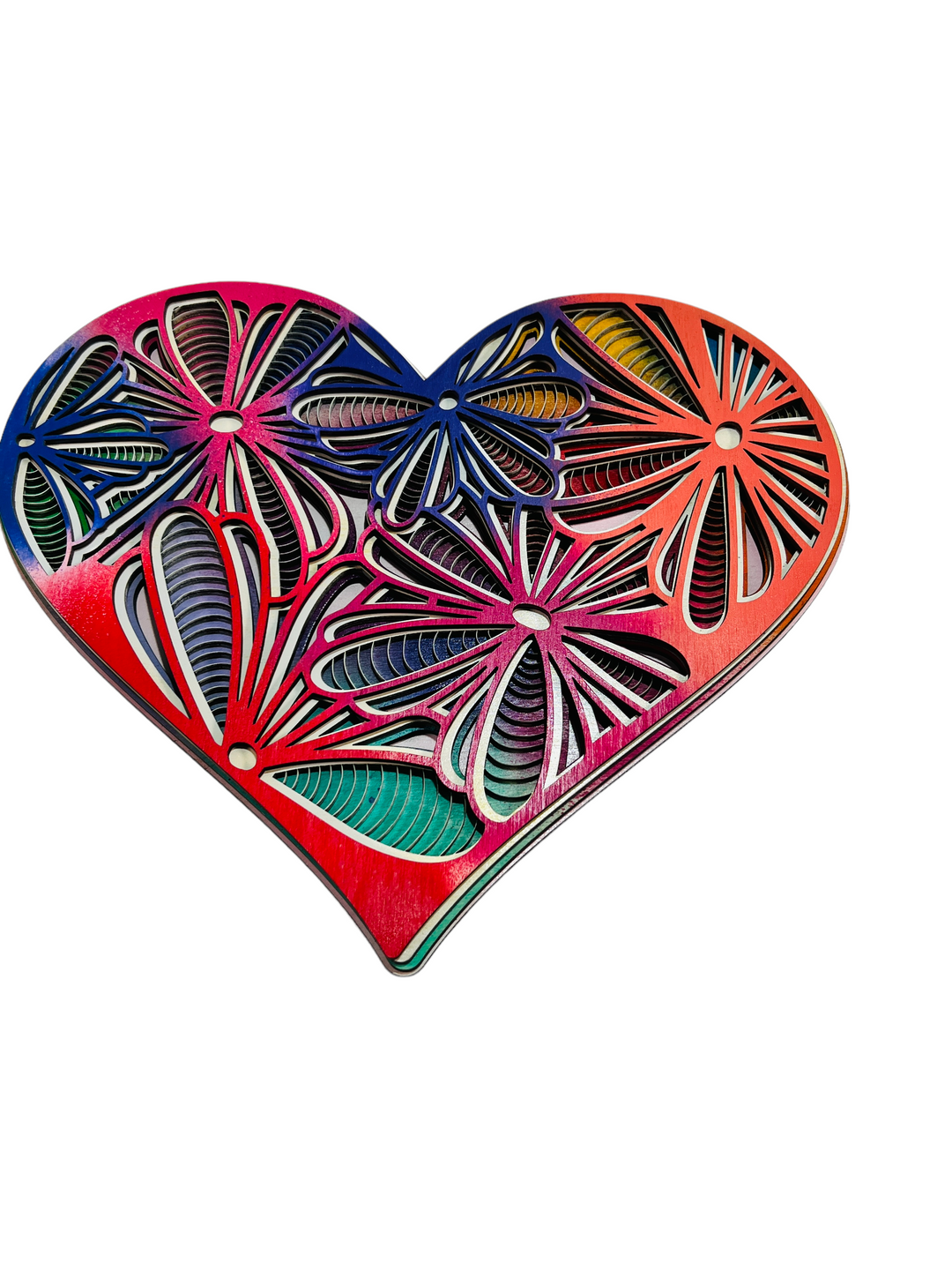 Wall Decoration Heart Layer Wood Art Mandala 3D Art Multilayer