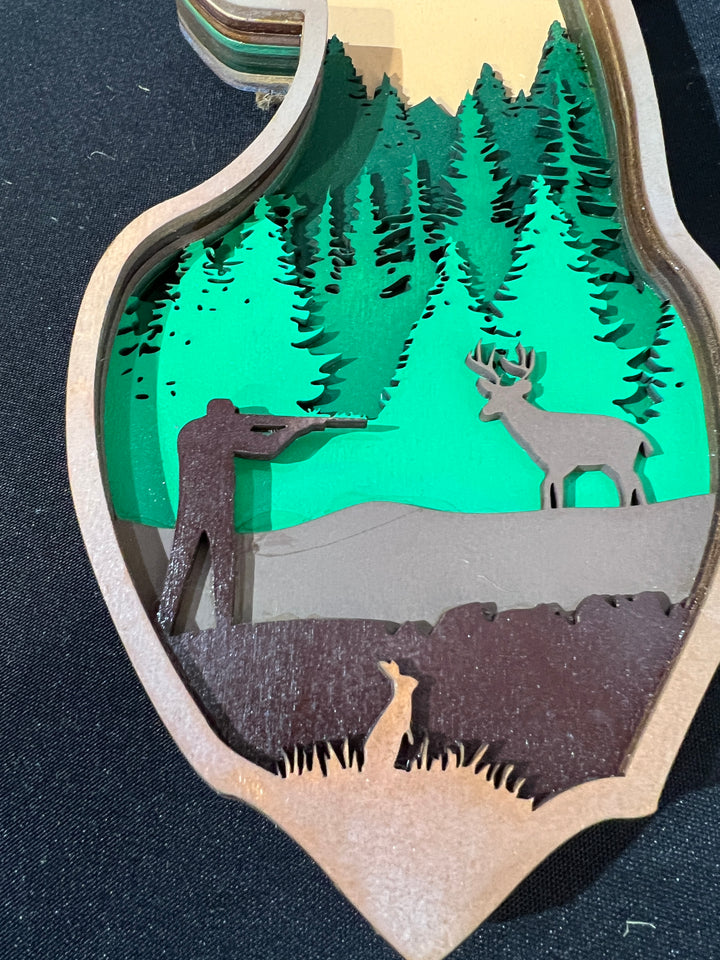 Wall Decoration Deer Hunting Scene Layer Wood Art 3D Art Multilayer Art Home Decor