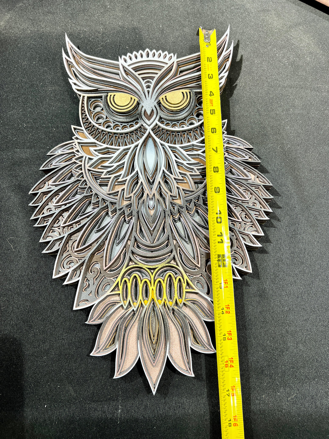 Wall Decoration Owl Layer Wood Art Mandala 3D Art Multilayer 2388