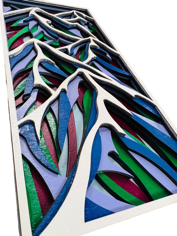 Wall Decoration Mountain Mandala 3D Art Multilayer Scenic Blue Mountains Wood Art