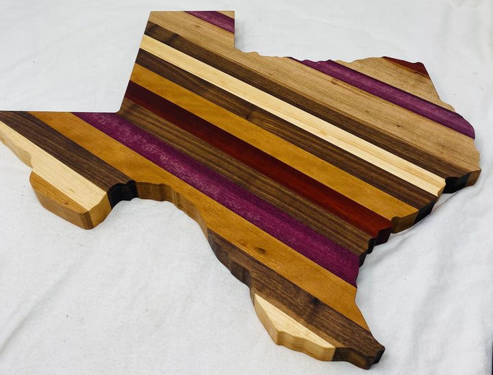 Cutting Board Stripe State of Texas Shape Multi Exotic Hardwoods Edge Grain Medium 5753