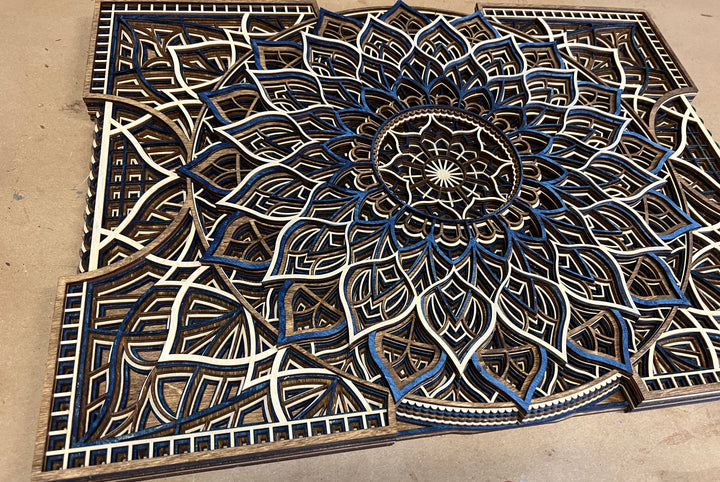 Wall Decoration Traditional Rectangle Layer Wood Art Mandala 3D Art Multi-Layer Large 7202