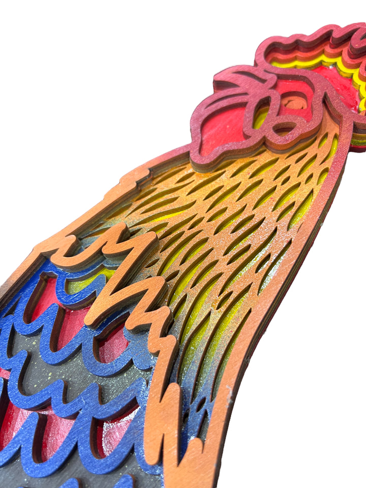 Wall Decoration Rooster Layer Wood Art 3D Art Multi-Layer Wood Art